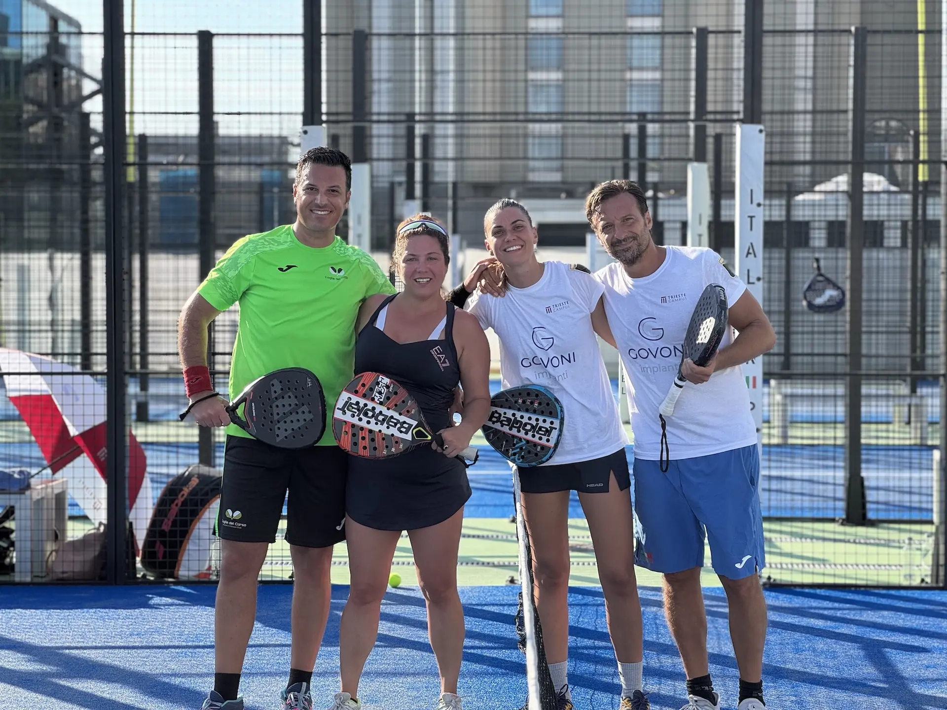 Settembre 2025: torneo di Padel misto organizzato a Trieste Campus dall’ASD Downtown Tennis Court con il sostegno di Govoni Impianti